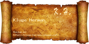 Kluge Herman névjegykártya